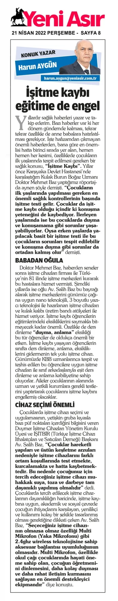 21 Nisan 2022 - Yeni Asır