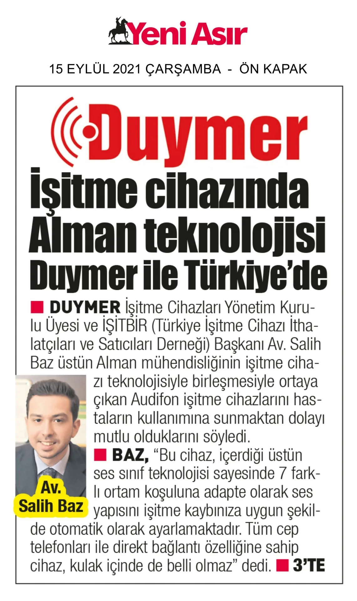 15 Eylül 2021 - Yeni Asır