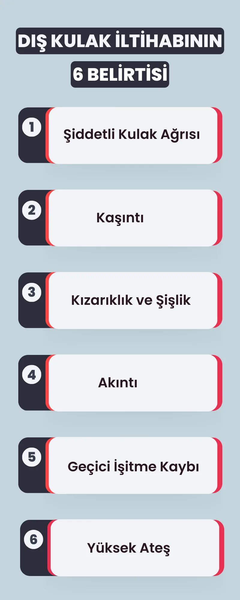 Dış kulak iltihabı belirtileri - infografik