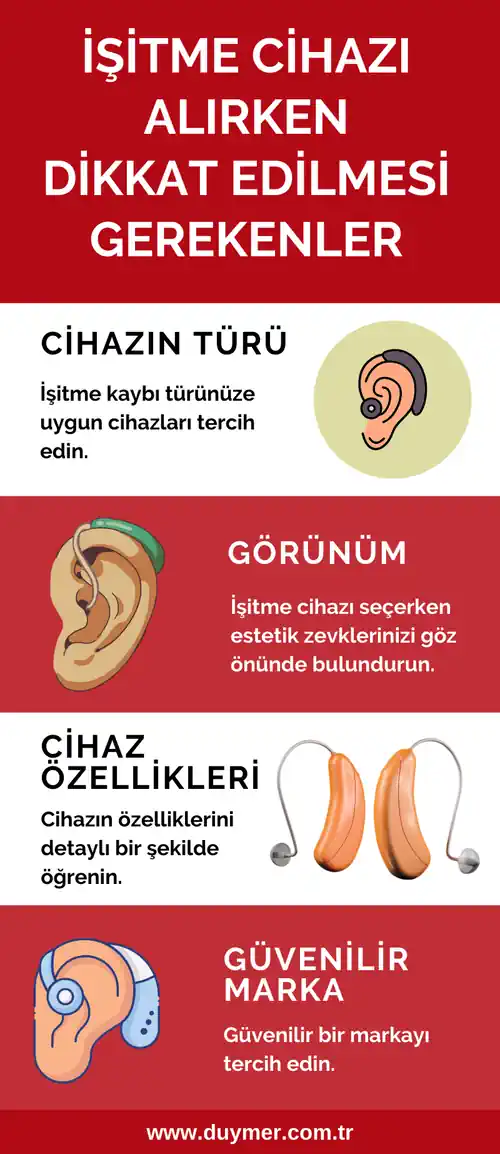 İşitme cihazı alırken nelere dikkat edilmelidir infografiği